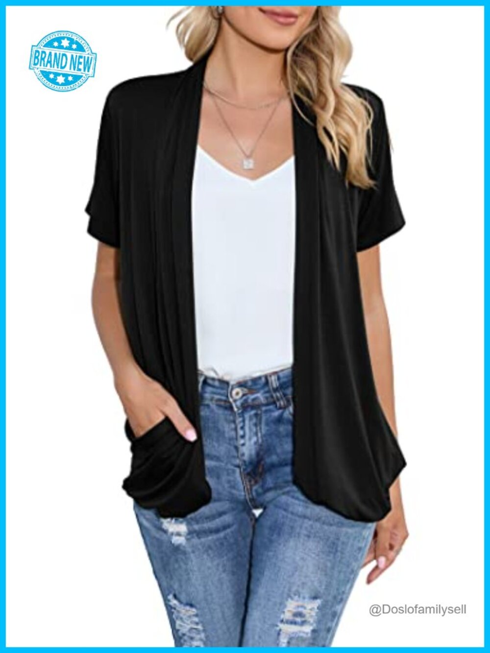 Open Front Cardigan Sweater Other with Pockets Lightweight Kimono Duster